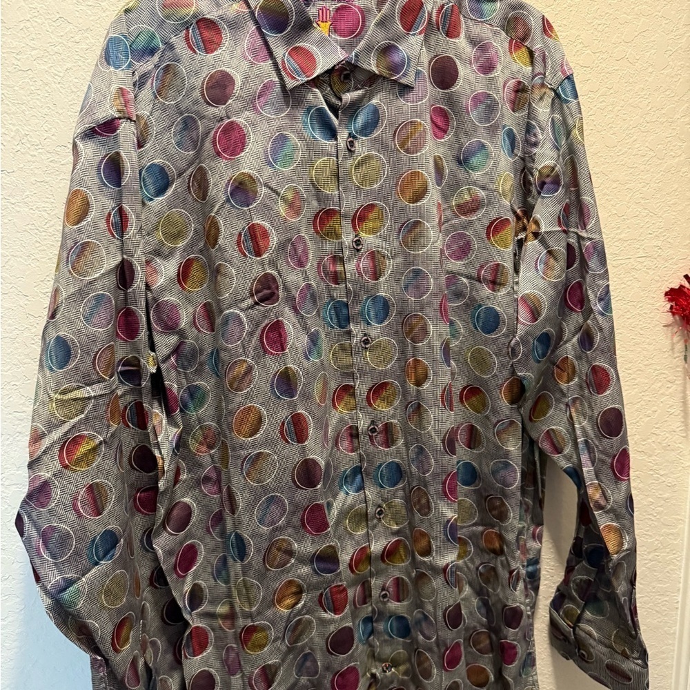 Visconti Black Polka Dot Shirt Size 2XL